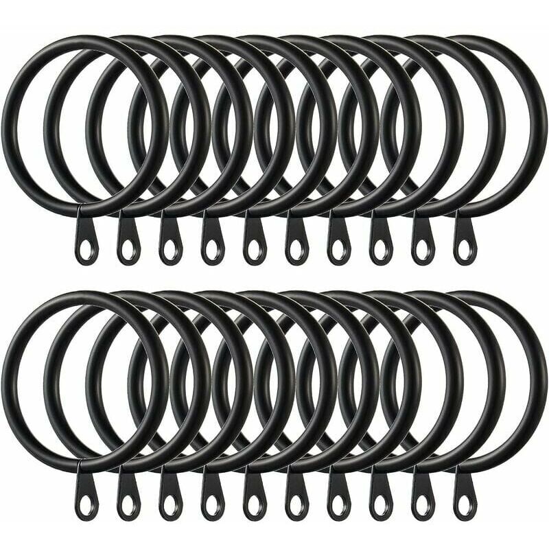 foto del prodotto ulisem anelli per tende in metallo per tende e bastoni, diametro interno 38 mm, set da 60, colore nero