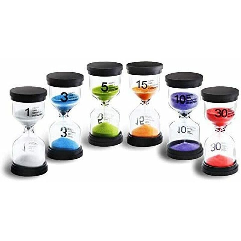 foto del prodotto ulisem candyse set di clessidra a 6 colori 1 min 3 min 5 min 10 min 15 min 30 min orologio decorativo timer per bambini classe giochi da