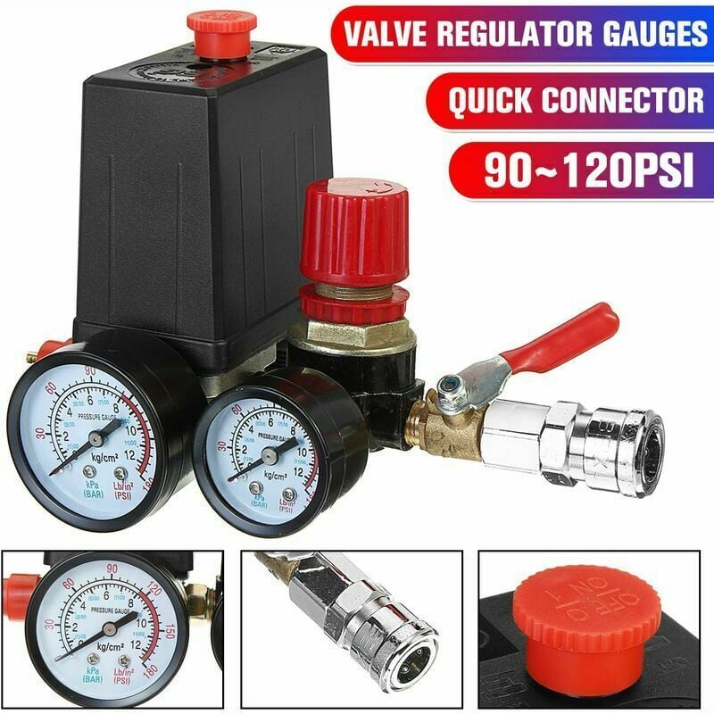 foto del prodotto ulisem compressore d aria pressostato valvola di controllo collettore regolatore manometri 90120psi