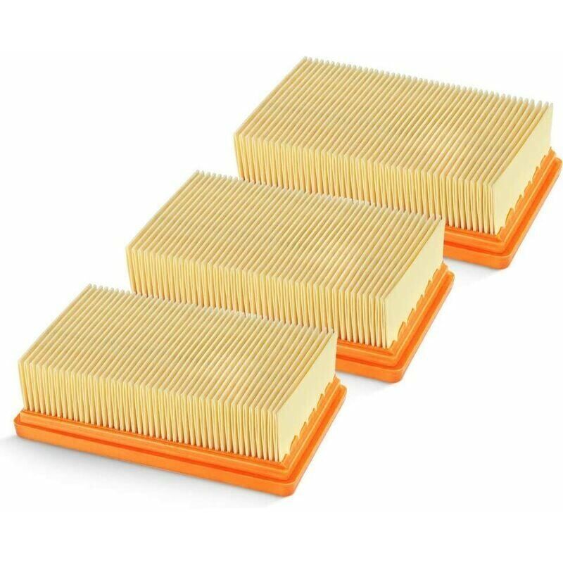 foto del prodotto ulisem confezione da 3 filtri plissettati piatti per aspiraliquidi karcher mv4, mv5, mv6, wd4, wd5, wd6 wd4p, wd5p, wd6p. sostituisce il filtro