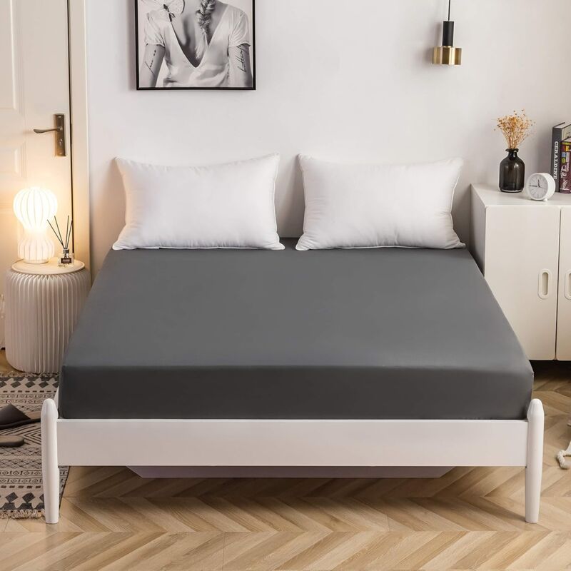 foto del prodotto ulisem copriletto 150x200 cm con gonna da 28 cm in grigio, microfibra di alta qualit da 100 g m 100 poliestere, morbido, durevole,