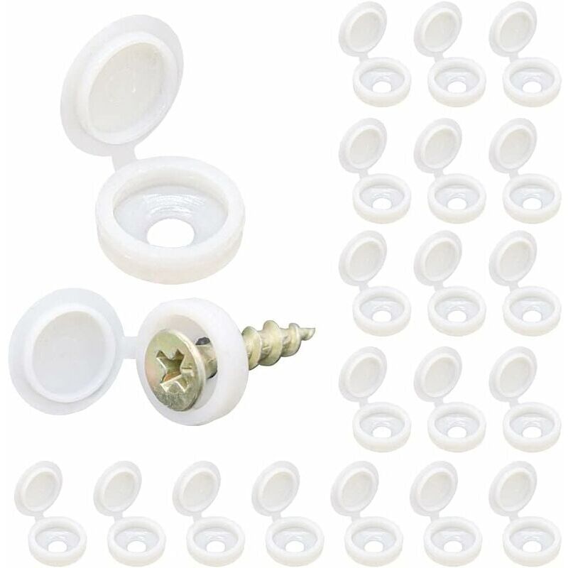 foto del prodotto ulisem coprivite, 100 tappi a vite in plastica, coprivite per casa, mobili, coprivite per pareti bianco 