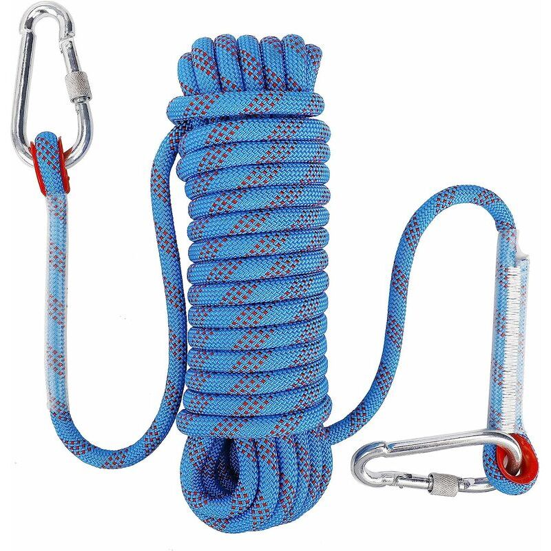 foto del prodotto ulisem corda da arrampicata con moschettone di sicurezza statico 10mm poliestere corda da alpinismo salvataggio per escursionismo alpinismo montagna