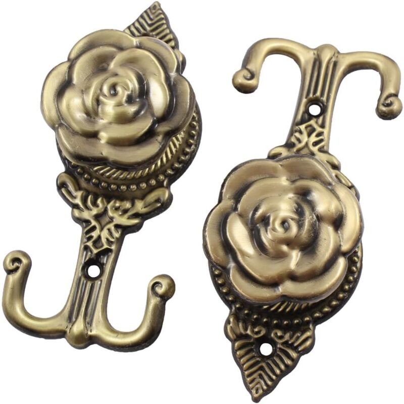 foto del prodotto ulisem decorazione in metallo rosa per vestiti, cappello, borsa, doppio gancio, montaggio a parete, 2 bronzo