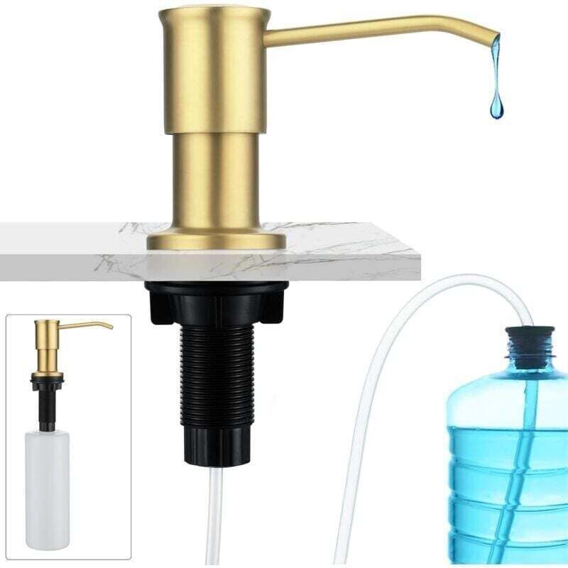 foto del prodotto ulisem dispenser di sapone da incasso, dispenser di sapone per lavello da cucina, dispenser di sapone da incasso con set di estensione per flacone,