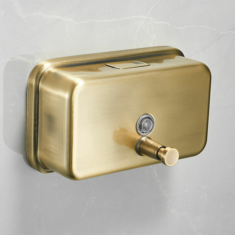 foto del prodotto ulisem dispenser manuale per sapone a parete in oro spazzolato per uso domestico, shampoo, gel doccia, dispenser per sapone, bottiglia