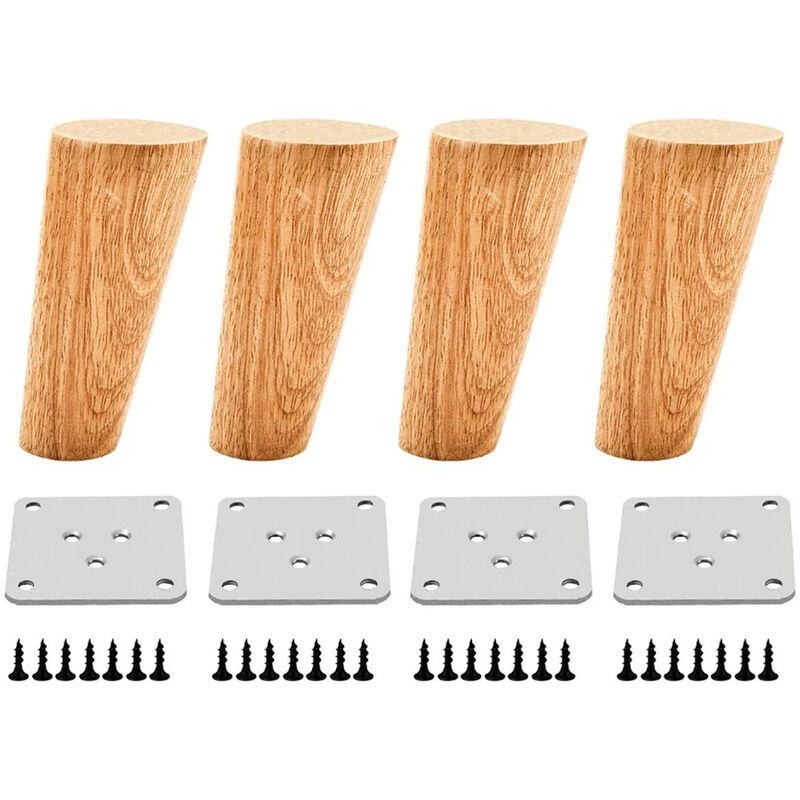 foto del prodotto ulisem gambe per mobili in legno da 4 x 10 cm gambe per tavolo, letto, armadio con piastre di montaggio e viti dpzo