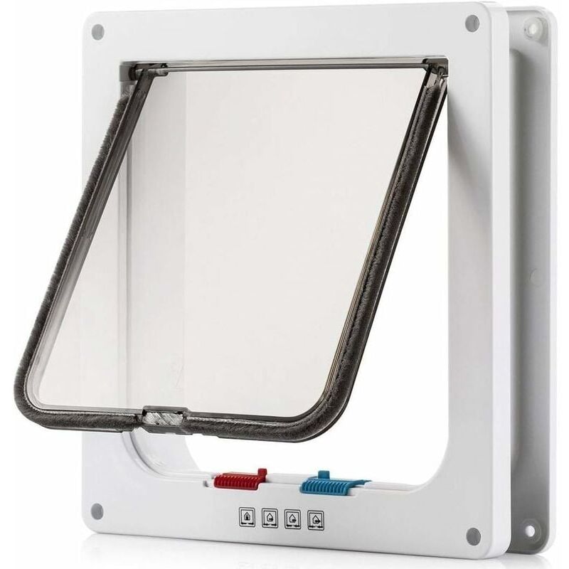 foto del prodotto ulisem grande porta per gatti dimensioni esterne 24 x 23 cm con gattaiola con chiusura a 4 vie, porta impermeabile, kit porta per animali