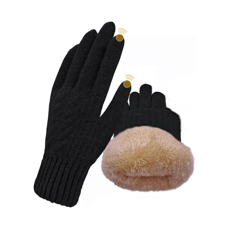 foto del prodotto ulisem guanti touchscreen invernali in calda lana con fodera isolante in pile, appositamente progettati per lo sci, il ciclismo, la guida e tutti i