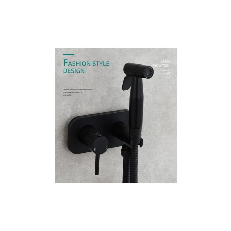 foto del prodotto ulisem kit doccia per wc doccetta per bidet per wc, doccetta per bidet, kit in ottone, miscelatore per doccetta a parete, nero