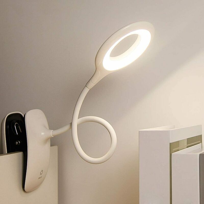 foto del prodotto ulisem lampada da lettura a clip a led con morsetto con sensore tattile lampada da scrivania per letto per bambini lampada a clip a collo di cigno