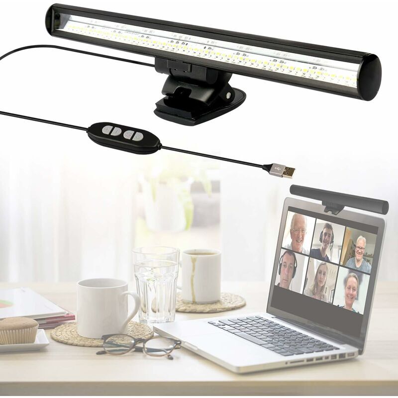 foto del prodotto ulisem lampada led per laptop, lampada per laptop per videoconferenze, lampada da scrivania, lampade screenbar usb con 10 luminosit 3 temperature