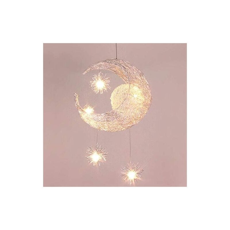 foto del prodotto ulisem lampadario sospensione moon stars plafoniera led in alluminio con 5 lampadine per cameretta bambini luce bianca 
