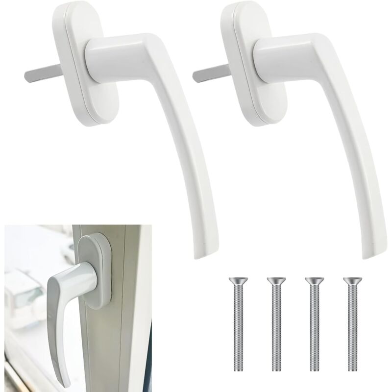 foto del prodotto ulisem maniglie per finestre in alluminio bianco da 2 pezzi serratura per finestre senza chiave ideale per porte, finestre, balconi, lunghezza