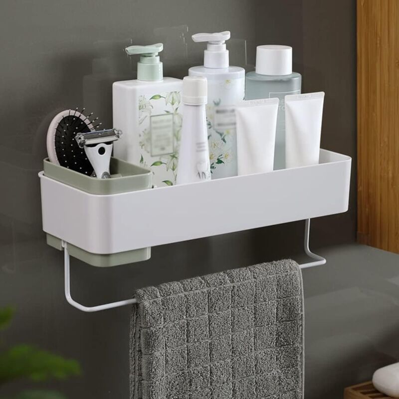 foto del prodotto ulisem mensole da bagno, mensole galleggianti senza punzonatura, portashampoo a parete e portagel doccia, portasciugamani, mensole da cucina,