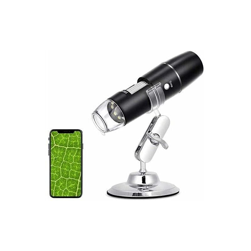 foto del prodotto ulisem microscopio digitale endoscopio wifi 50x 1000x, supporto in metallo, compatibile con smartphone o tablet android e ios