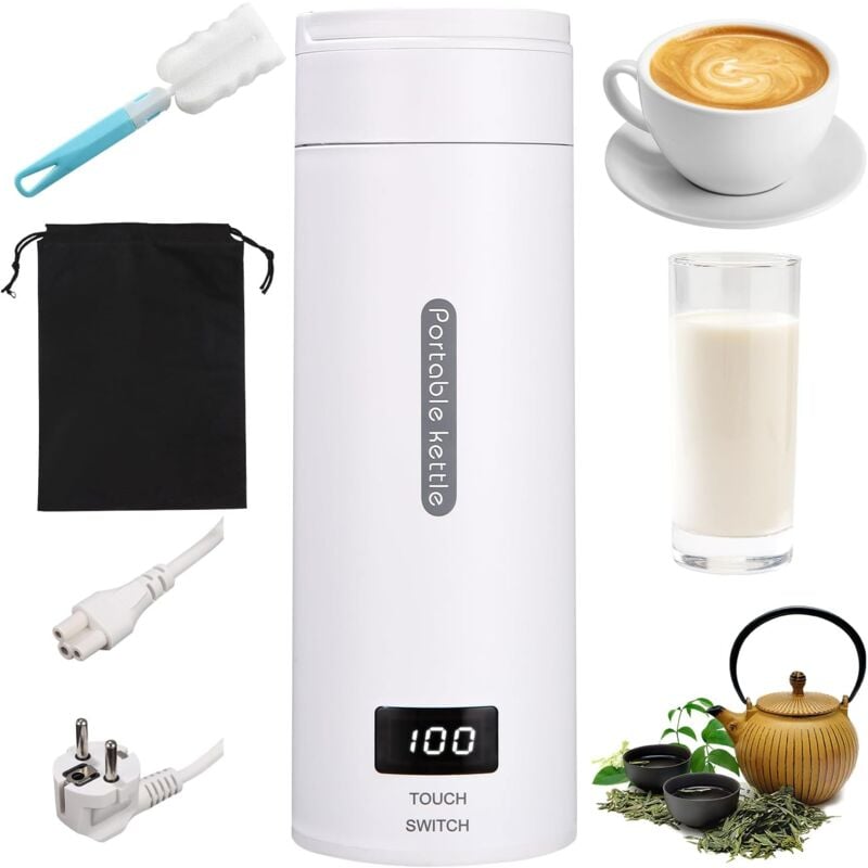 foto del prodotto ulisem mini bollitore elettrico da viaggio portatile da 500 ml, bollitore elettrico a 4 temperature, acciaio inossidabile 304 con spazzole e