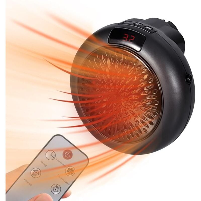 foto del prodotto ulisem mini riscaldatore elettrico da parete con telecomando, termoventilatore a parete per bagno, riscaldatore elettrico economico da 900 w per