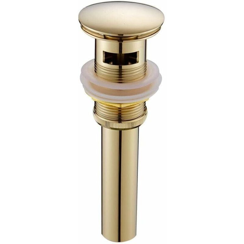 foto del prodotto ulisem moderno pop up retro filtro per lavello tappo click clack scarico con troppopieno valvola di scarico per lavello universale in ottone dorato