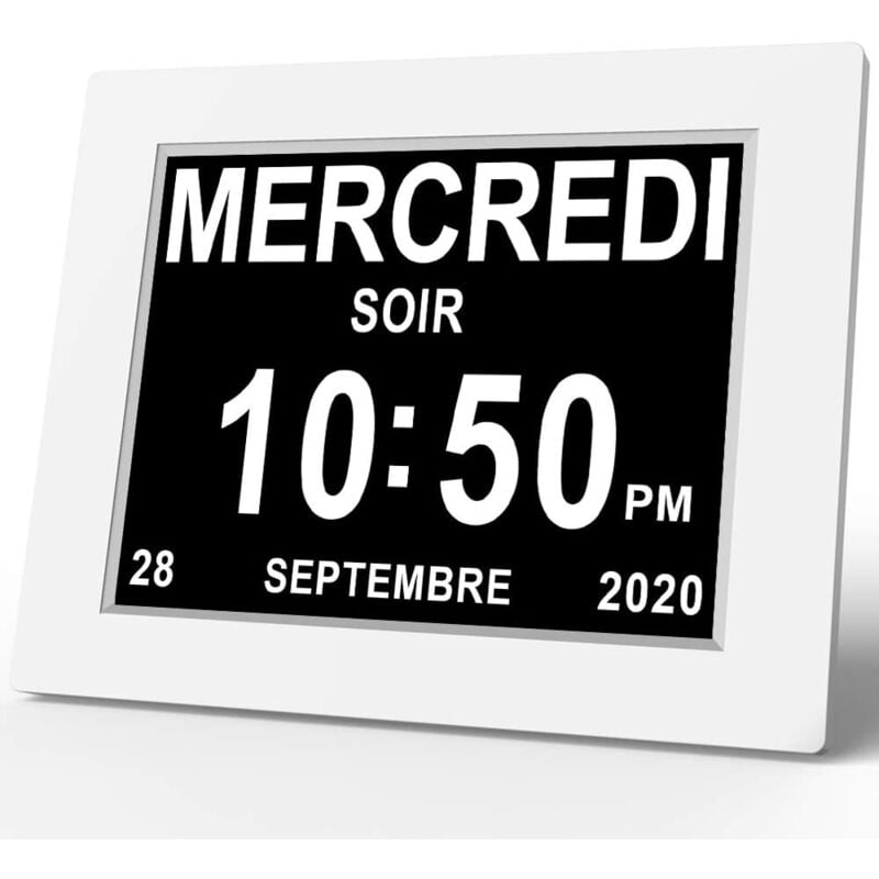 foto del prodotto ulisem orologio digitale lcd da 8 pollici con calendario, oscuramento automatico, 8 lingue, display hd, promemoria per anziani e bambini affetti da