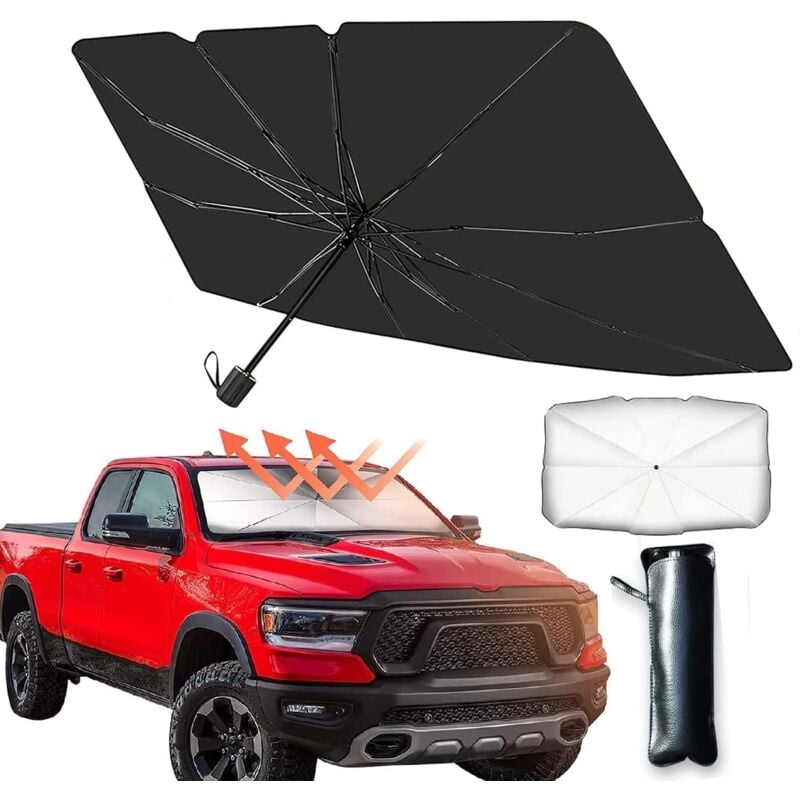 foto del prodotto ulisem parabrezza anteriore per auto, parasole e ombrello termico, pieghevole, protezione uv e calore, adatto per la maggior parte dei camion suv