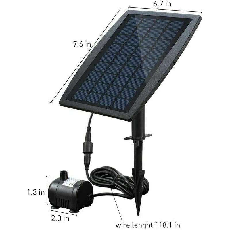 foto del prodotto ulisem pompa per acqua solare per laghetto senza spazzole, ideale per fontane, con pannello solare da 9 v 2,5 w che offre una portata di 200 l h.