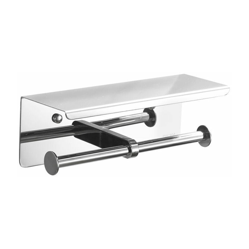 foto del prodotto ulisem porta carta igienica doppio da parete con ripiano in acciaio inox 304, include supporto per telefono, per bagno argento .