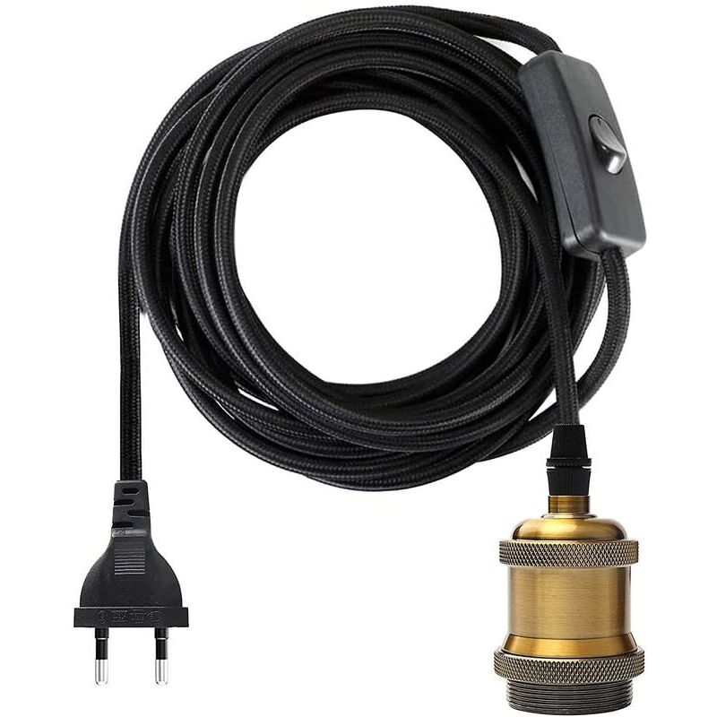 foto del prodotto ulisem presa e27 con interruttore, cavo elettrico in tessuto da 1,2 metri per portalampada lampada a sospensione edison retr lampada creativa,
