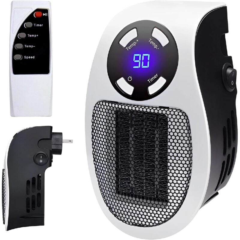 foto del prodotto ulisem riscaldatore elettrico da 500 w, mini termoventilatore elettrico con presa, termoventilatore da parete con telecomando, termoventilatore