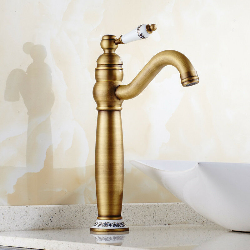 foto del prodotto ulisem rubinetto lavabo alto girevole a 360 bronzo