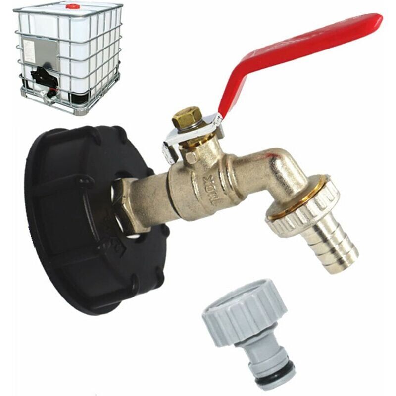 foto del prodotto ulisem rubinetto per serbatoio 1000l s60x6 ibc attacco per rubinetto con raccordo per tubo da 1 2 , adattatore per serbatoio di scarico, per