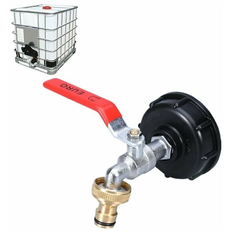 foto del prodotto ulisem rubinetto per serbatoio ibc da 1000 litri con doppio adattatore per rubinetto di raccolta dell acqua piovana, realizzato in ottone con