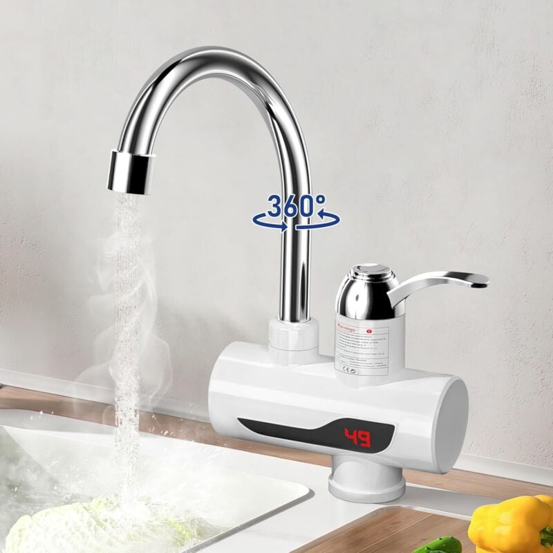 foto del prodotto ulisem scaldabagno istantaneo rubinetto 3000w 30 60 c scaldabagno elettrico istantaneo rubinetto led 360 rubinetto acqua calda e fredda per caravan