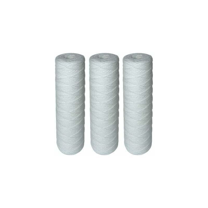 foto del prodotto ulisem set 3 cartucce filtranti avvolte per filtro acqua filtrazione di sedimenti fino a 25 micron formato standard universale 10 pollici