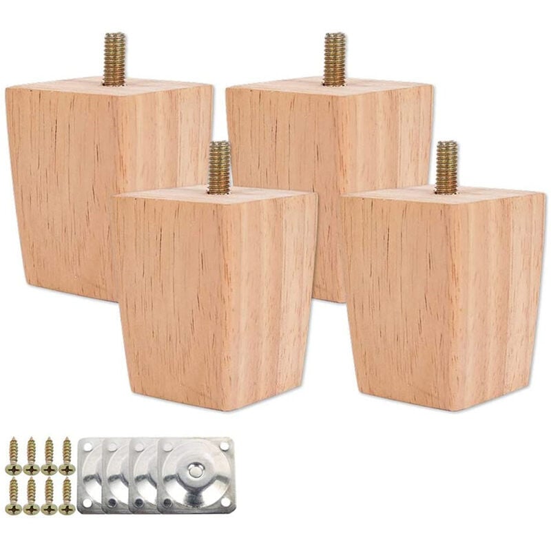 foto del prodotto ulisem set di 4 gambe per letto in legno con piastre di montaggio e viti altezza 5 cm