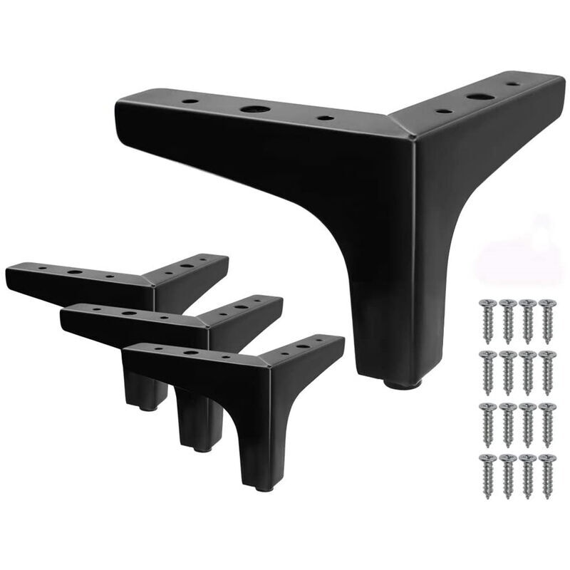 foto del prodotto ulisem set di 4 gambe per letto triangolari in metallo nero, altezza 10 cm