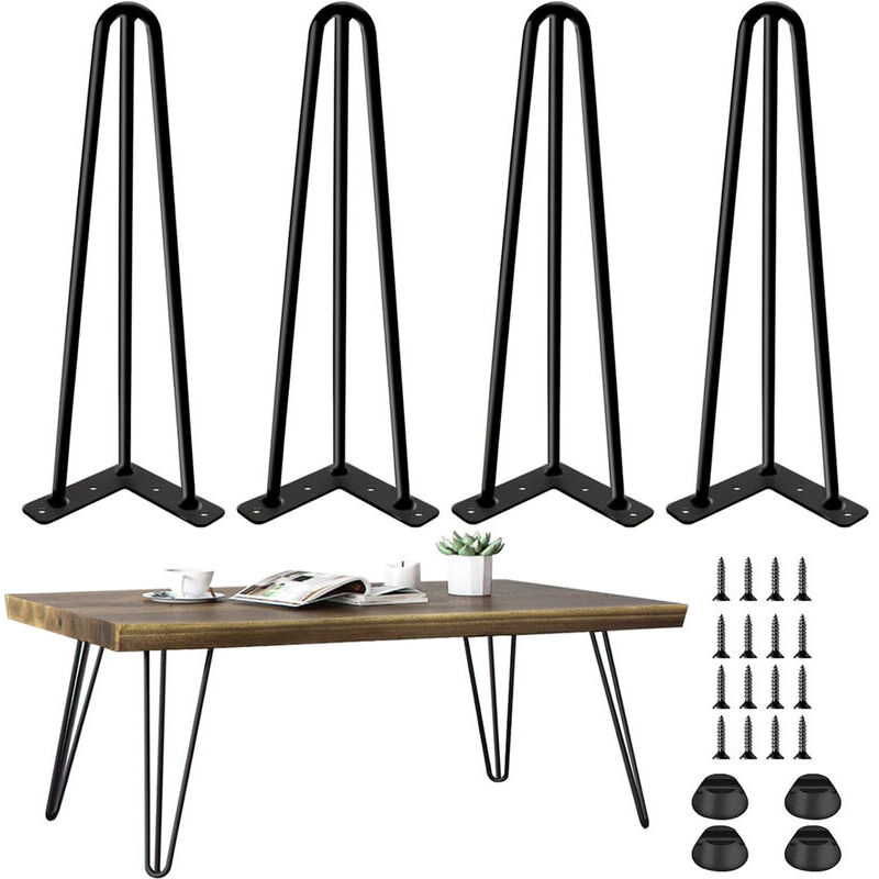 foto del prodotto ulisem set di 4 gambe per mobili a forcina da 20 cm gambe da tavolo in metallo con viti e protezioni per il pavimento