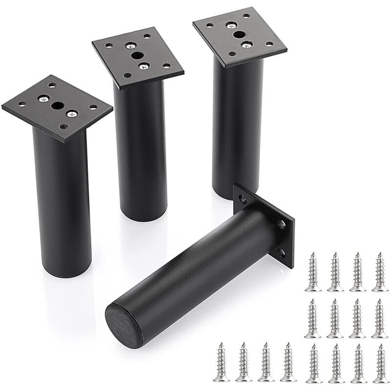 foto del prodotto ulisem set di 4 gambe per mobili regolabili da 20 mm gambe da tavolo in metallo con viti per divano, guardaroba, letto nero