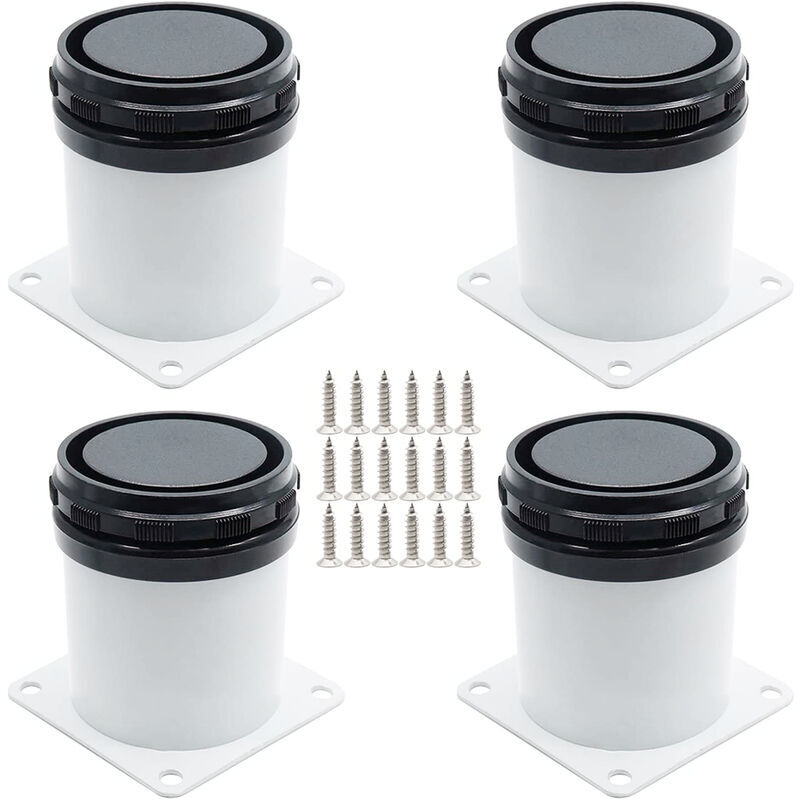 foto del prodotto ulisem set di 4 piedini per mobili regolabili in acciaio inox con viti bianco, altezza 5 cm