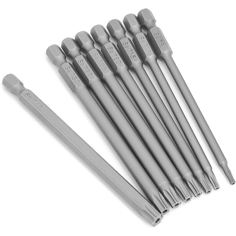 foto del prodotto ulisem set di punte per cacciavite torx lunghe da 8 pezzi, set di utensili elettrici torx a 6 punte con testa a stella magnetica da 1 4 8 pezzi