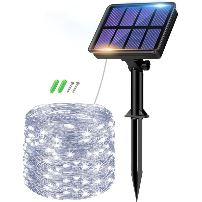 foto del prodotto ulisem stringa luminosa solare da esterno, confezione da 2, lunghezza totale 12 m, 100 led, impermeabile, luminosa, 8 modalit , luci decorative