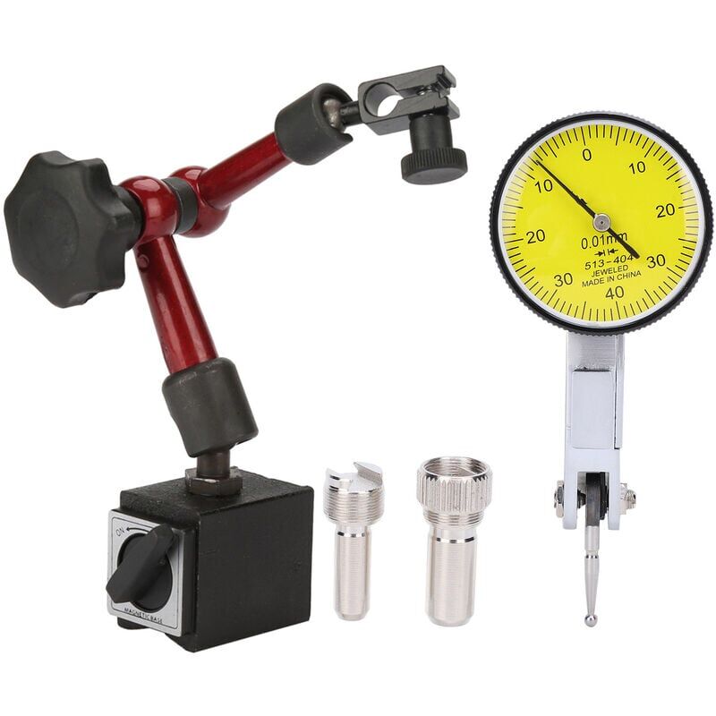 foto del prodotto ulisem supporto base magnetico resistente e flessibile con comparatore a leva indicatore di prova bilancia di precisione e accessori per