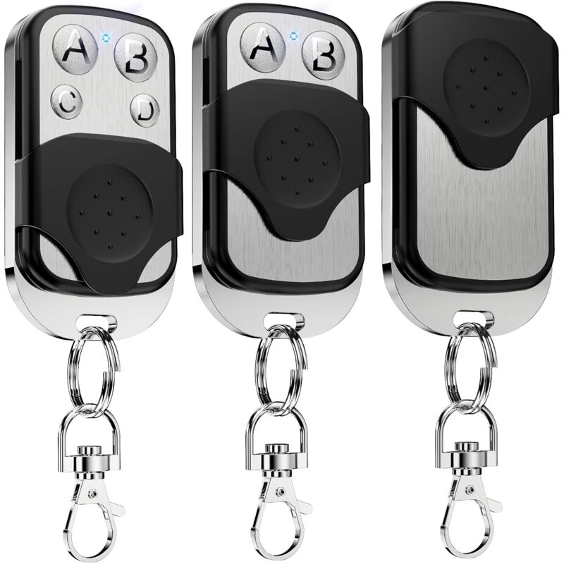 foto del prodotto ulisem telecomando universale per porta 433,92 mhz copia telecomando wireless per garage a 4 pulsanti con portachiavi 3 pezzi