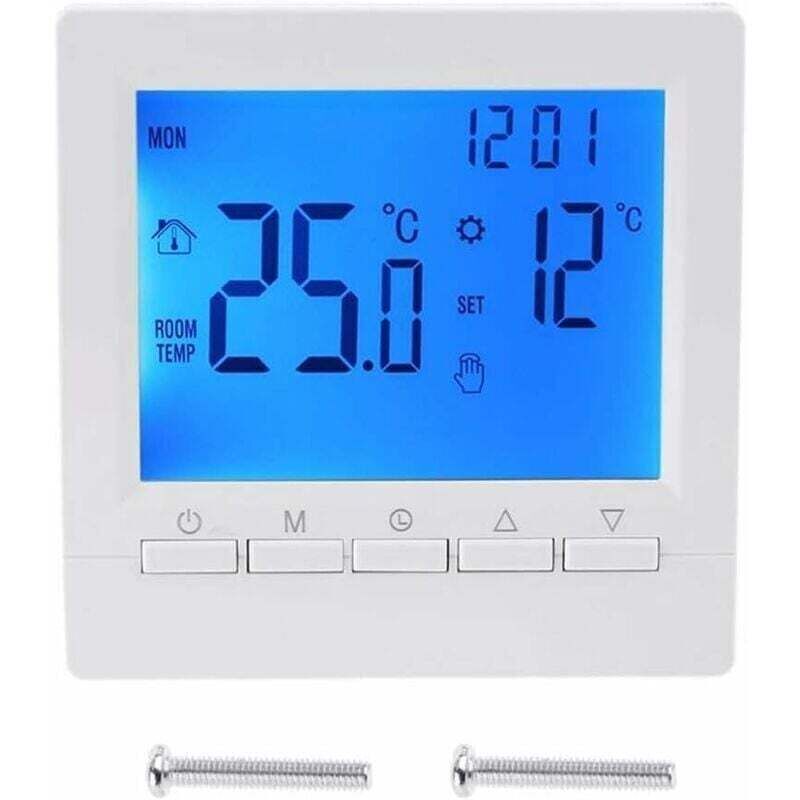 foto del prodotto ulisem termostato da parete intelligente con display lcd per riscaldamento a pavimento retroilluminazione blu