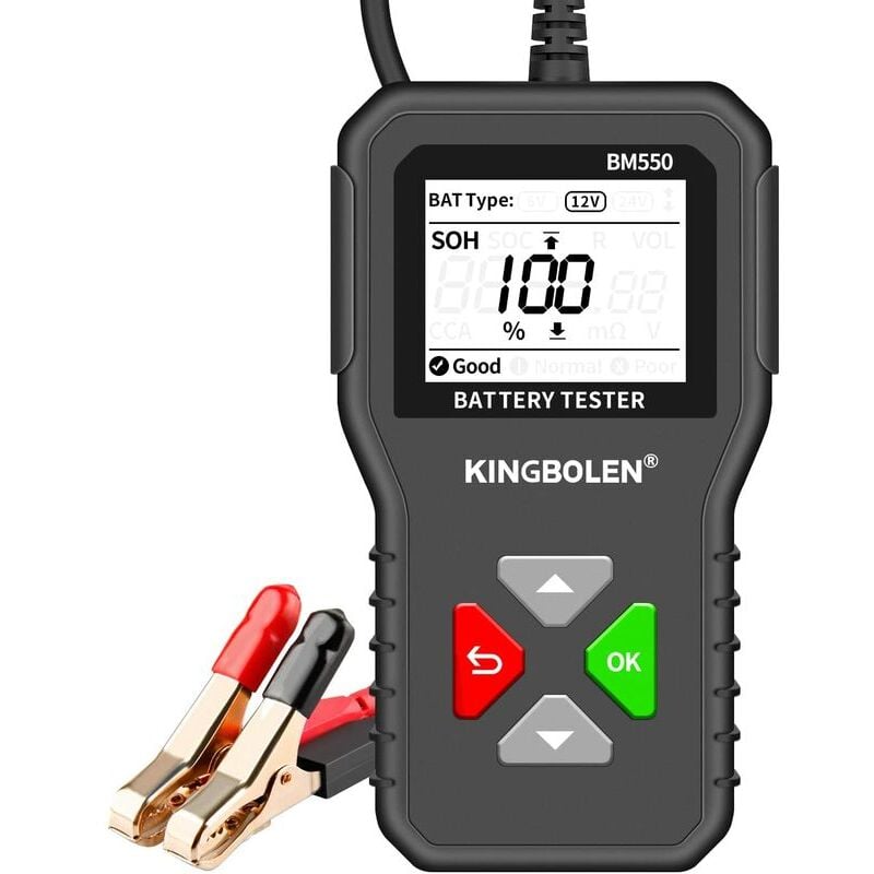 foto del prodotto ulisem tester batteria auto 6v 12v 24v, bm550 100 2000 cca 2 200ah tester alternatore automobilistico analizzatore batteria digitale per