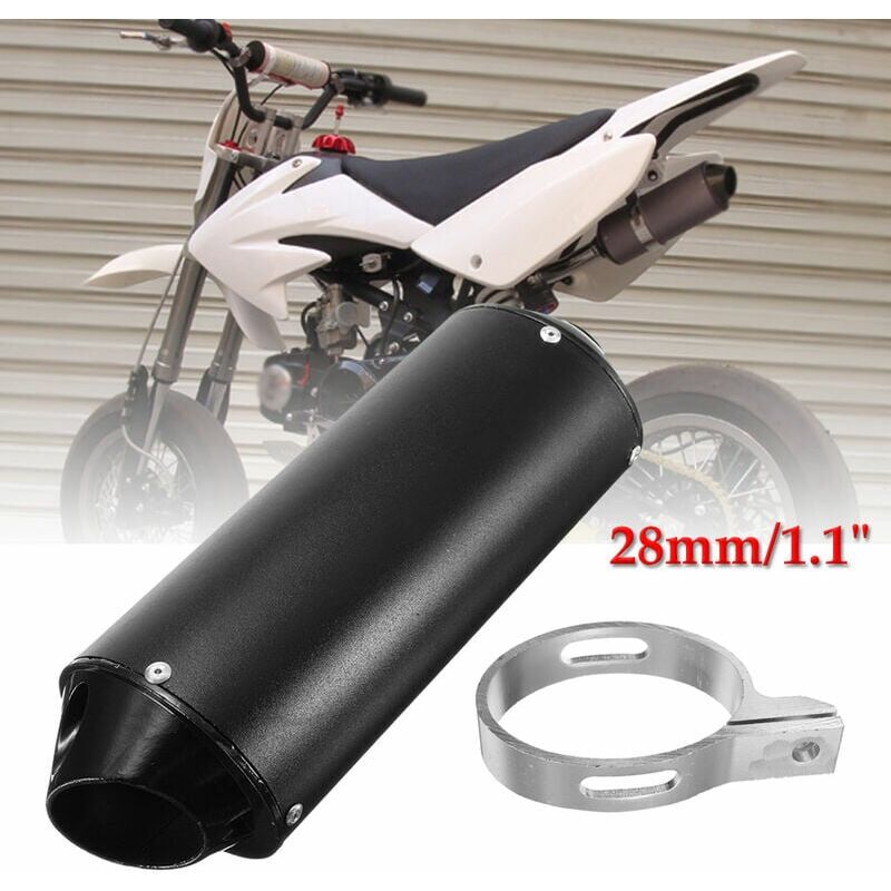 foto del prodotto ulisem tubo di scarico marmitta in alluminio id 28mm per 90cc 110cc 125cc 150cc 4 tempi nero nero, 1x 