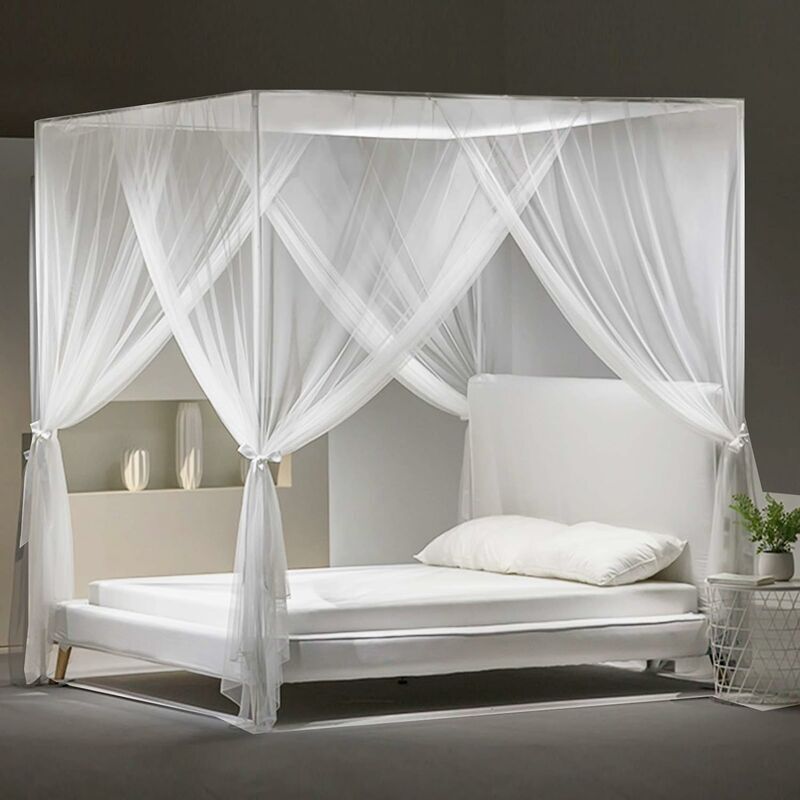 foto del prodotto ulisem zanzariera per letto matrimoniale szhtfx zanzariera quadrata grande per letti singoli 4 ante per baldacchino trasparente anti insetti