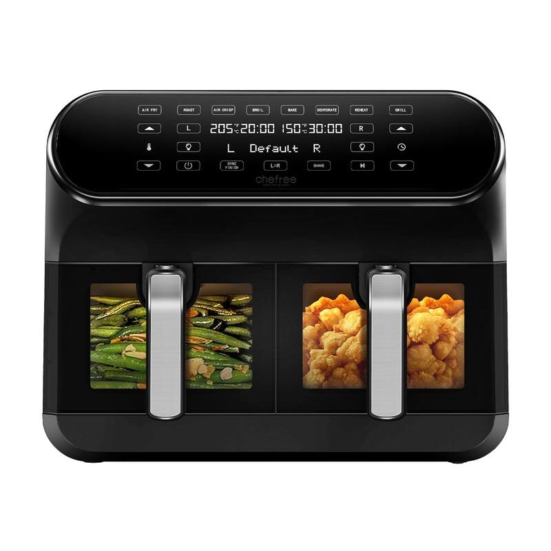 foto del prodotto ultenic afw20 friggitrice ad aria a doppio cestello, dual view, 8 l, 2400w, 8 funzioni, cottura simultanea, antiaderente, preriscaldamento, menu