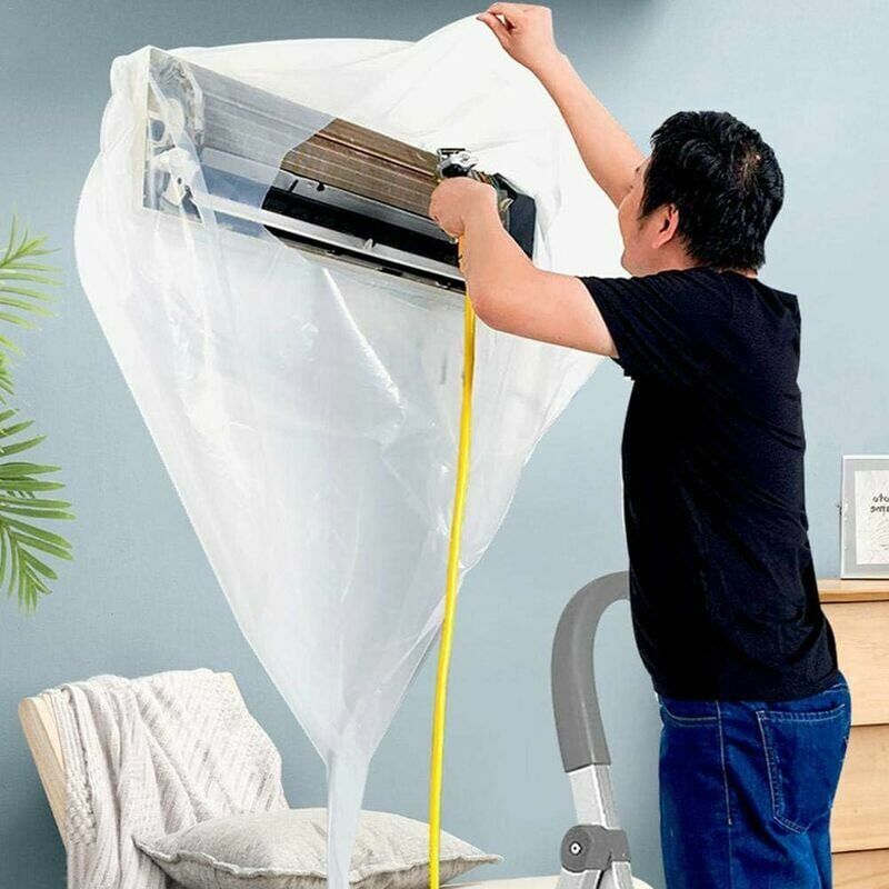 foto del prodotto ulteriore copertura per la pulizia del condizionatore d aria, pvc impermeabile riutilizzabile per uso domestico, aria condizionata, senza smontaggio,