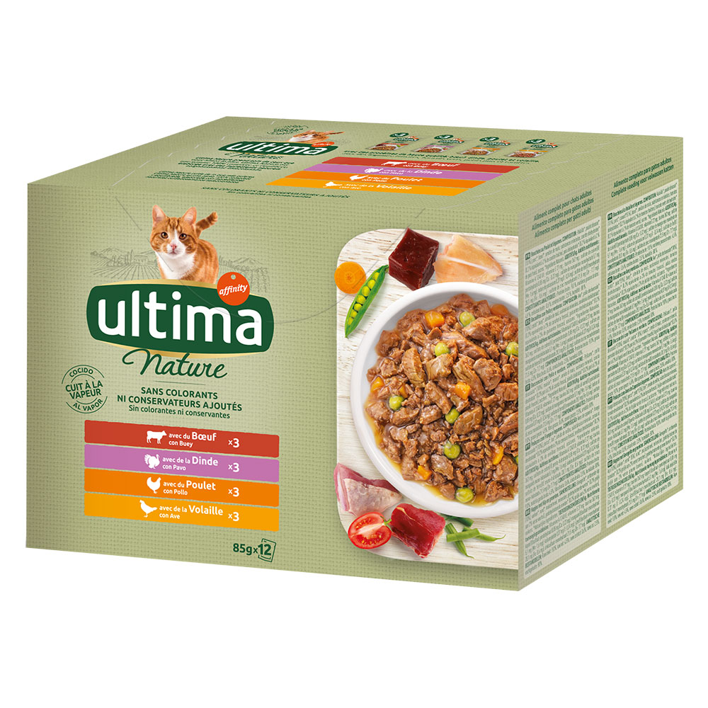 foto del prodotto ultima cat nature 48 x 85 g pacco misto per gatto selezione di carne manzo, tacchino, pollo pollame